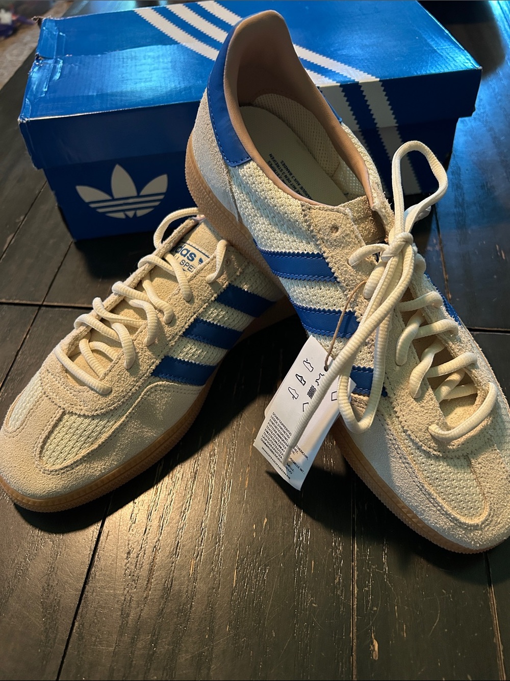 adidas Cream and Blue handball spezial sneakers